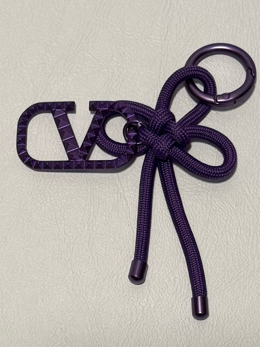 Valentino Garavani Purple Logo Rope Keychain Bag Charm